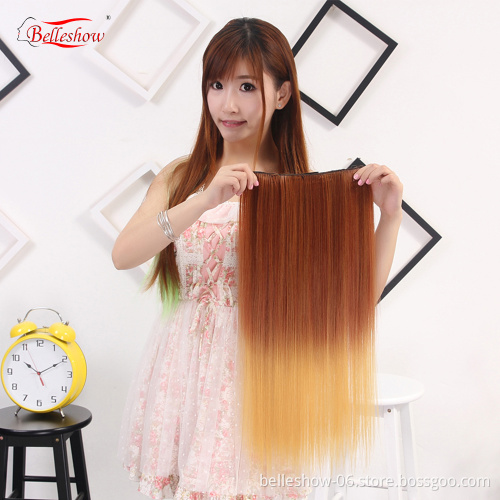 Hot sellhair clip in extension wet and wavy clip in hair extension synthetic cheap kinky straight clip in hair extension